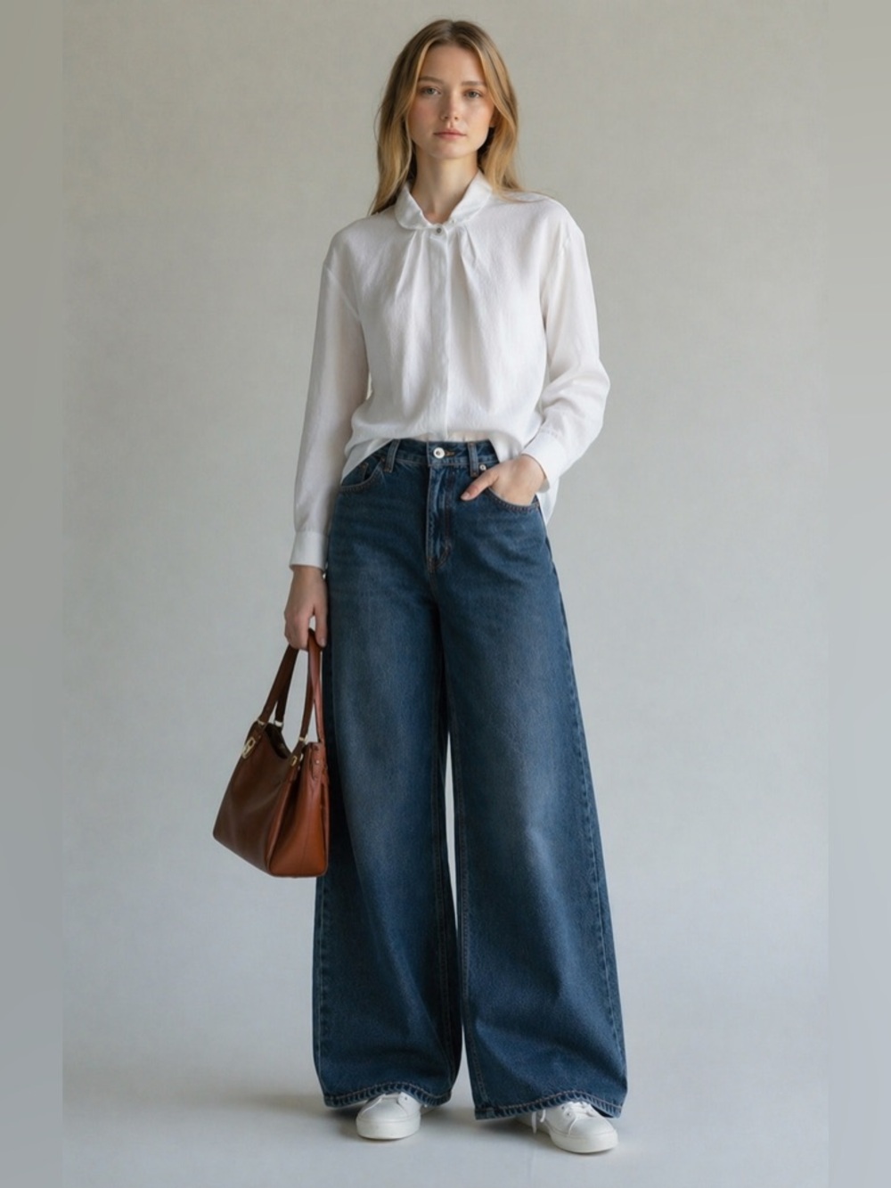 Sandro Paris | White Jacquard Hidden Placket Blouse 100% Cotton Long Sleeve